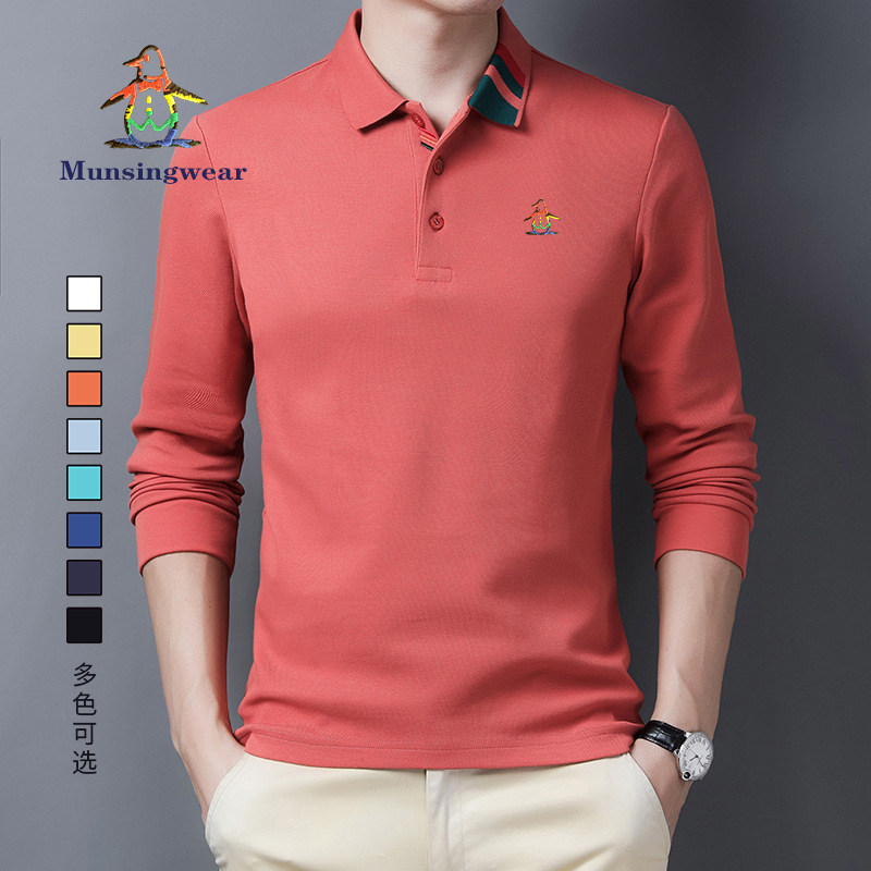 MUNSINGWEAR万星威高尔夫男装长袖POLO衫纯棉T恤修身时尚春季新款
