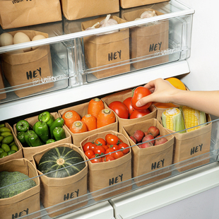 加厚牛皮纸袋厨房果蔬分类收纳袋冰箱专用环保可水洗防水食品袋子