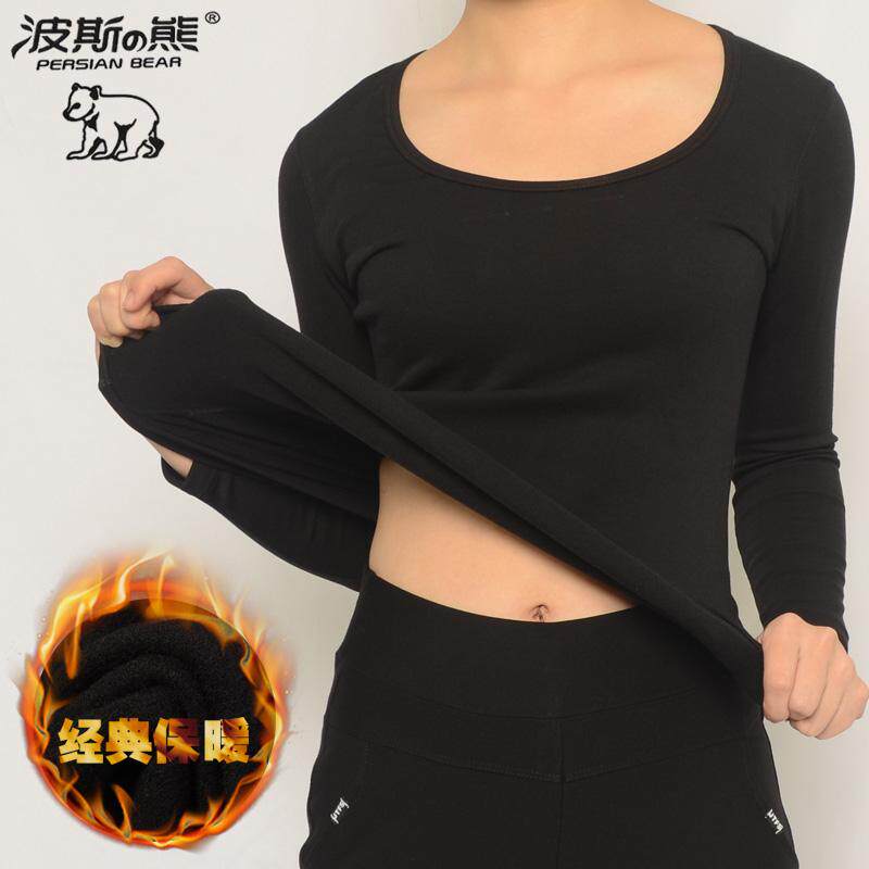 波斯熊3603色拉姆加绒保暖内衣女生大码弹力纯色打底显瘦秋衣