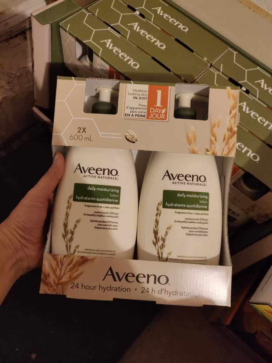 duo加拿大代购 Aveeno艾维诺24小时保湿身体乳家庭装2支600ml一组