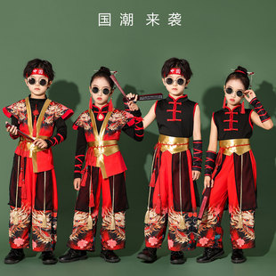 儿童演出服六一打鼓服国潮中国风走秀套装表演服装爵士舞蹈开场舞