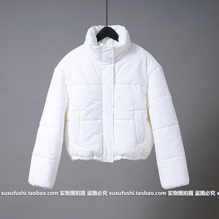 杨超越明星同款白色羽绒棉服外套女短款加厚立领宽松面包服秋冬季