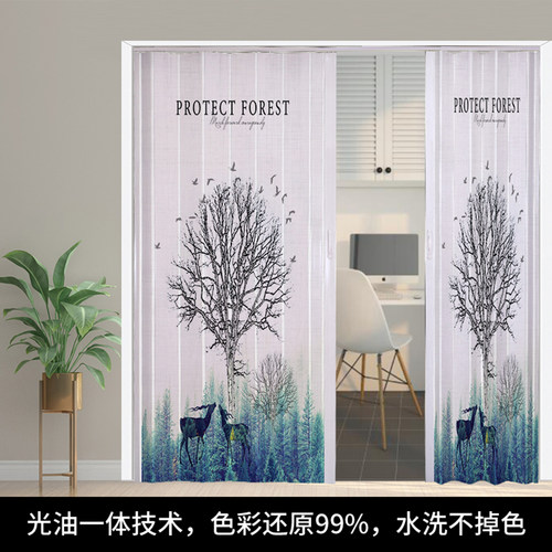 pvc折叠门推拉门隔断卫生间开放式厨房隐形塑料简易北欧现代简约