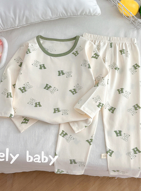 儿童春秋莱卡棉内衣套装中大童无骨睡衣宝宝秋款家居服秋衣秋裤