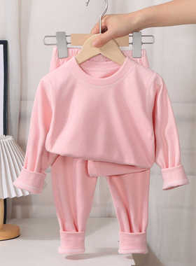 2024年儿童德绒保暖内衣中小童无骨家居服男童女童加厚秋衣秋裤