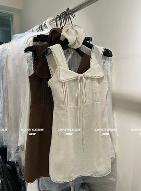 ADD连衣裙2025夏季新款韩版设计感小众蕾丝拼接吊带连衣裙a字裙女