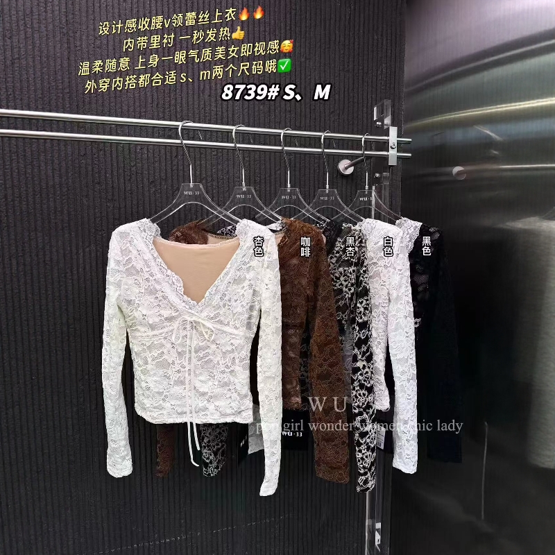 wu33蕾丝T恤纯欲显瘦上衣