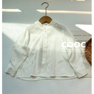 中国风男孩洋气百搭白衬衫 2025秋季 衬衫 男童长袖 洋气上衣 新款