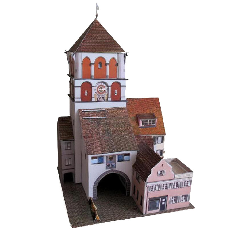 益智diy手工制作1比87欧洲古典城市街道场景建筑3d纸模型纸艺玩具