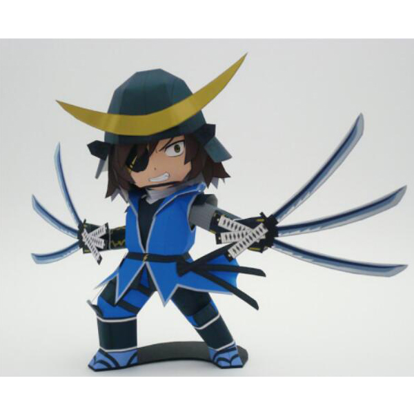 儿童益智diy手工制作战国武将卡通人物公仔伊达政宗3d纸质模型