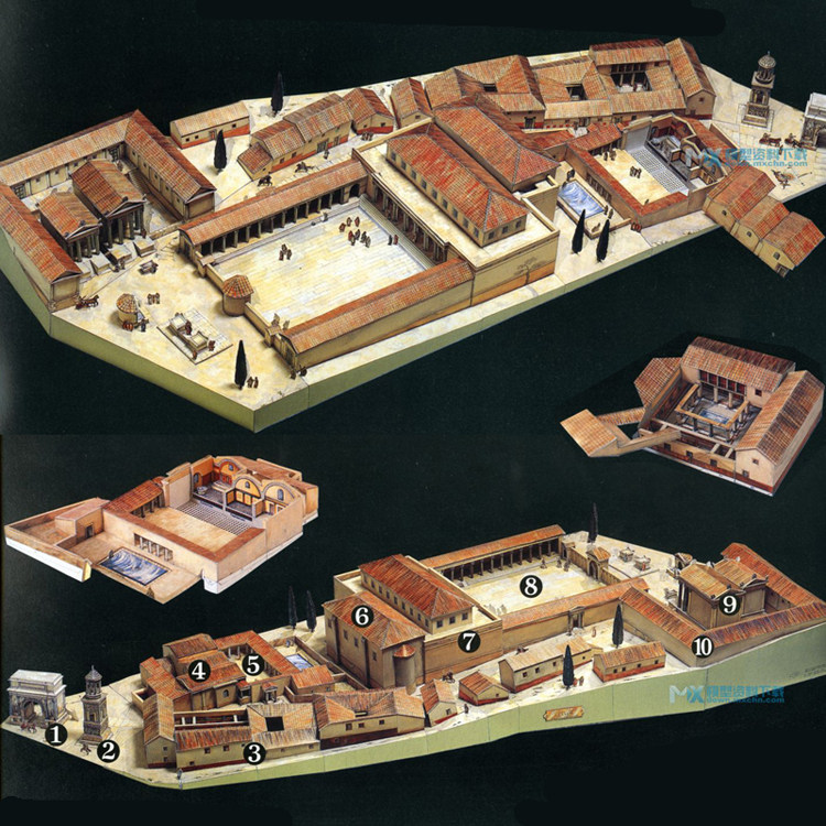 儿童益智diy手工制作古希腊建筑场景古代罗马城市3d纸质模型玩具