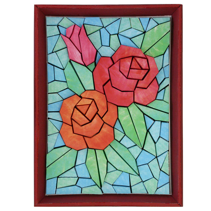 儿童益智diy手工制作玫瑰花立体纸浮雕相框挂饰装饰3d纸模型玩具