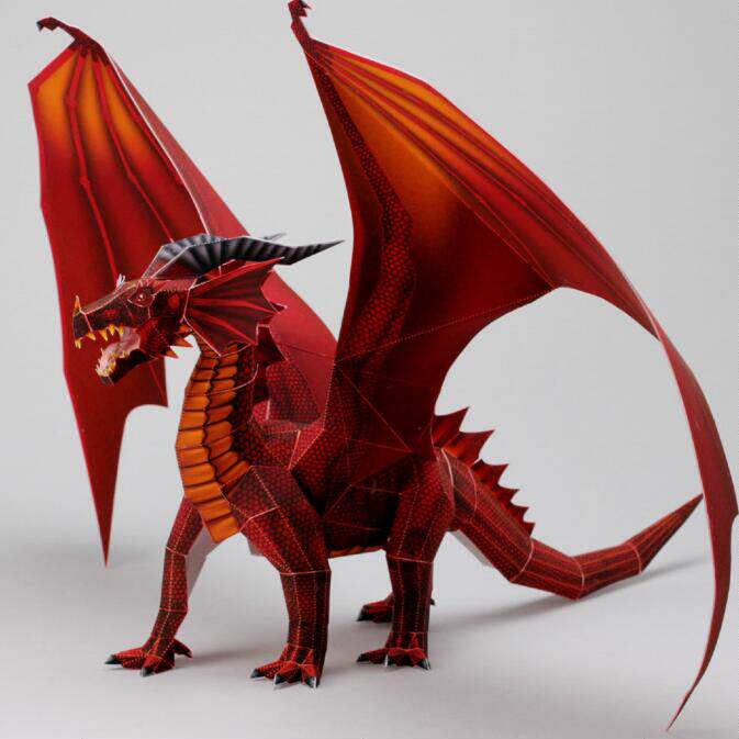 儿童益智diy立体手工制作西方喷火巨龙喷火龙飞龙纸模型纸艺玩具