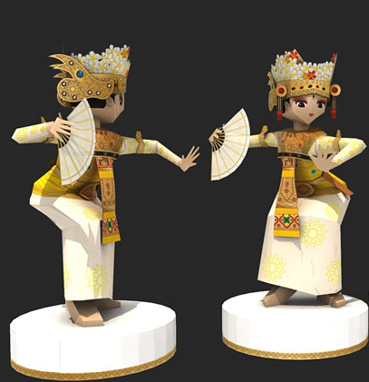 儿童益智diy手工制作巴厘岛风情人偶少数民族舞蹈跳舞3d纸模型