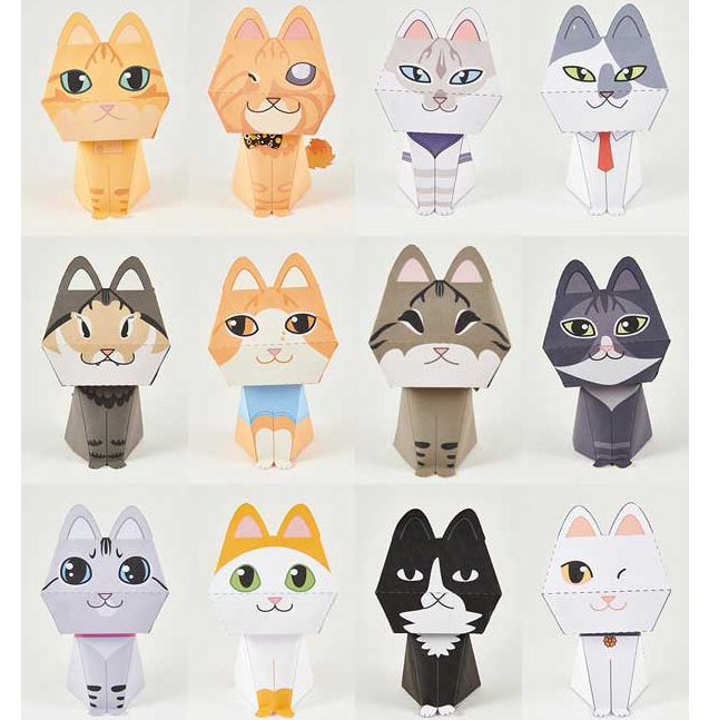 儿童益智diy立体手工卡通小猫小花猫玩偶纸偶公仔纸模型纸艺玩具