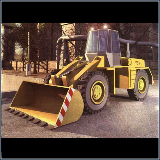 立体手工制作工程车铲车3D纸模型