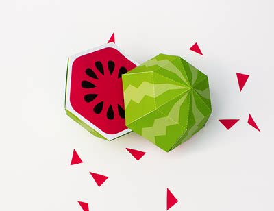 儿童益智diy立体手工制作仿真水果西瓜3d纸模型纸艺玩具摆件摆设