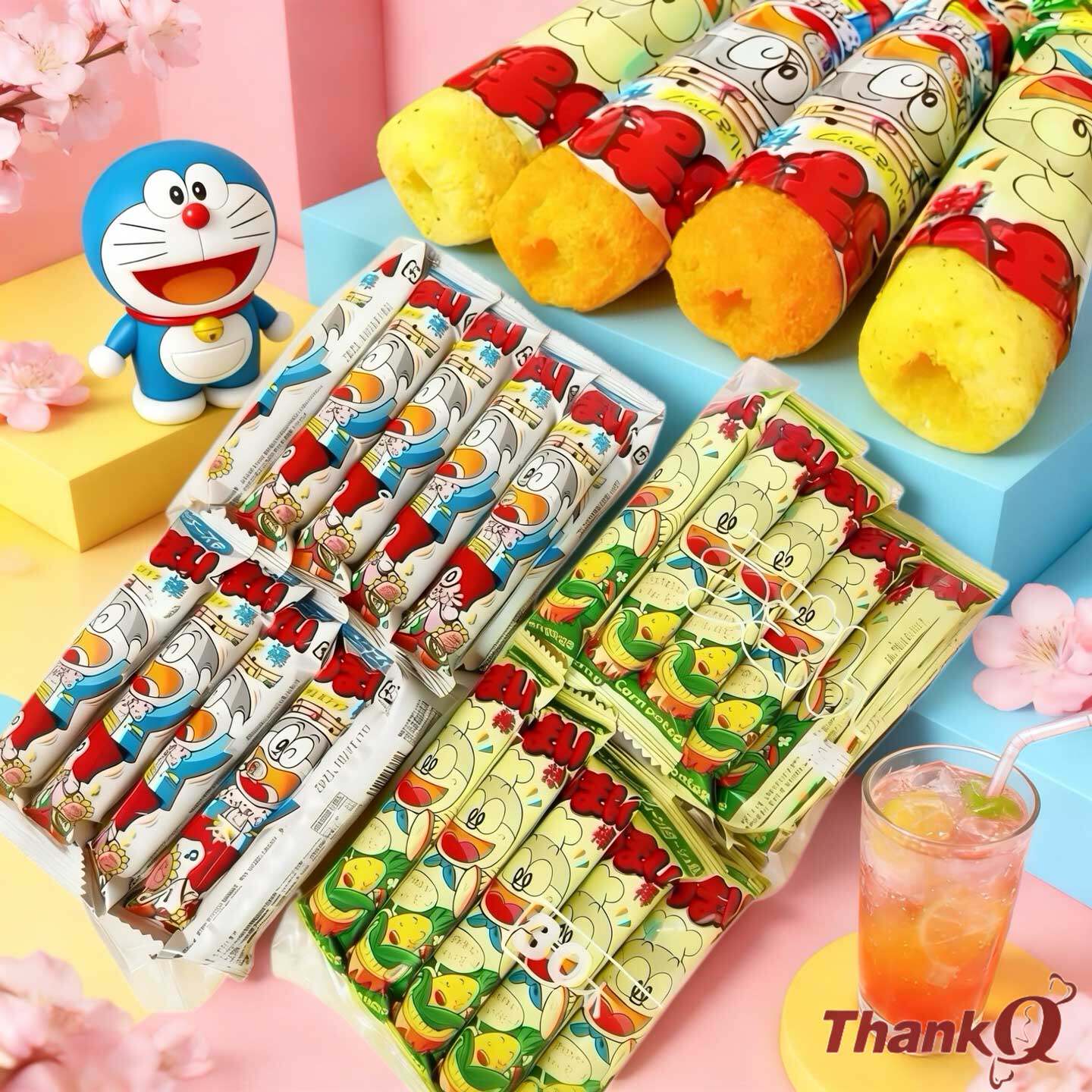 日本进口零食yaokin美味棒玉米棒芝士叮当猫哆啦A梦粟米果能量棒