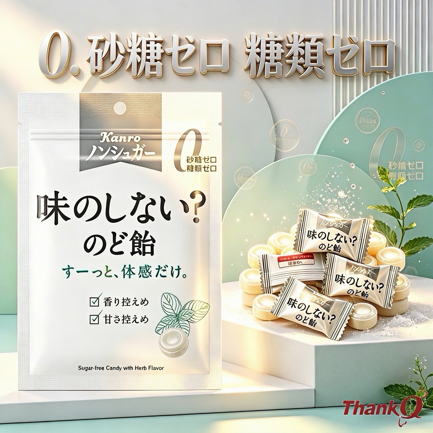 日本进口零食kanro甘乐无味无糖润喉糖草本滋润清凉薄荷糖0卡糖果