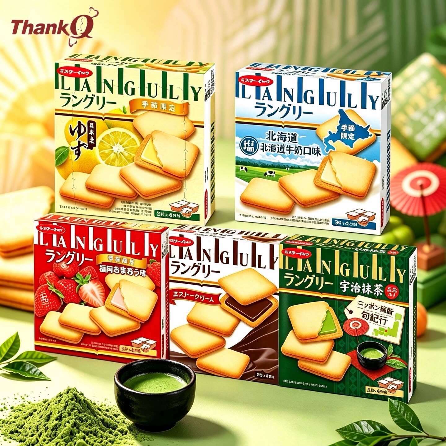 日本进口零食Languly依度伊藤宇治抹茶味夹心饼干巧克力猫舌曲奇