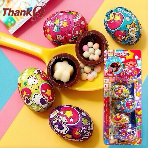 日本进口零食meji明治五彩蛋巧克力球惊喜蛋夹心糖果儿童食玩礼物