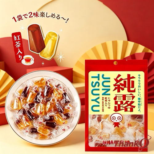日本进口零食UHA味觉糖悠哈纯露黄金糖麦芽糖柑橘味红茶味硬糖果