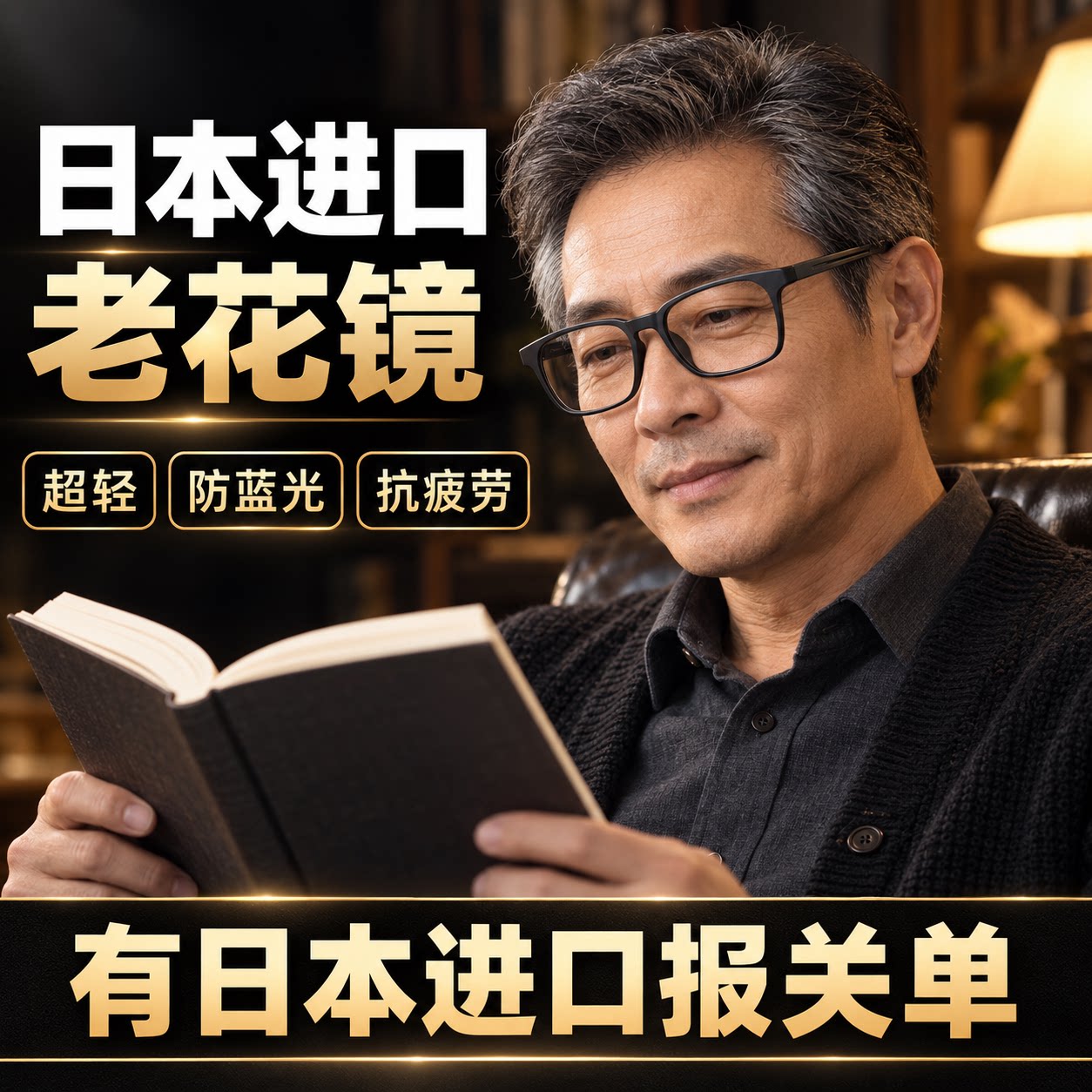 纯钛超轻老花镜男款防蓝光抗疲劳正品高清中老年老人眼镜