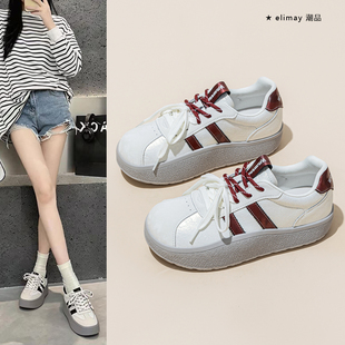 2026新款厚底真皮复古德训鞋女透气轻便小白鞋百搭运动休闲板鞋潮
