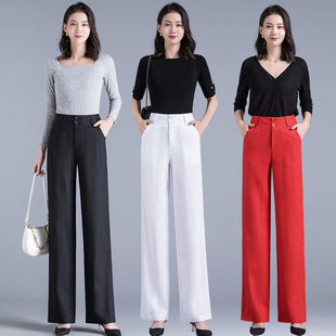 亚麻阔腿裤女2025春夏新款高腰显瘦宽松垂感休闲直筒甩腿舞蹈女裤