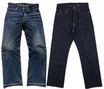 KSD011 自制18OZ indigo X khaki 中高腰直筒宽松 重磅养牛牛仔裤