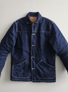 230 胡狗自制15OZ KAIHARA日本贝原牛仔 复古温莎领 原牛养牛夹克