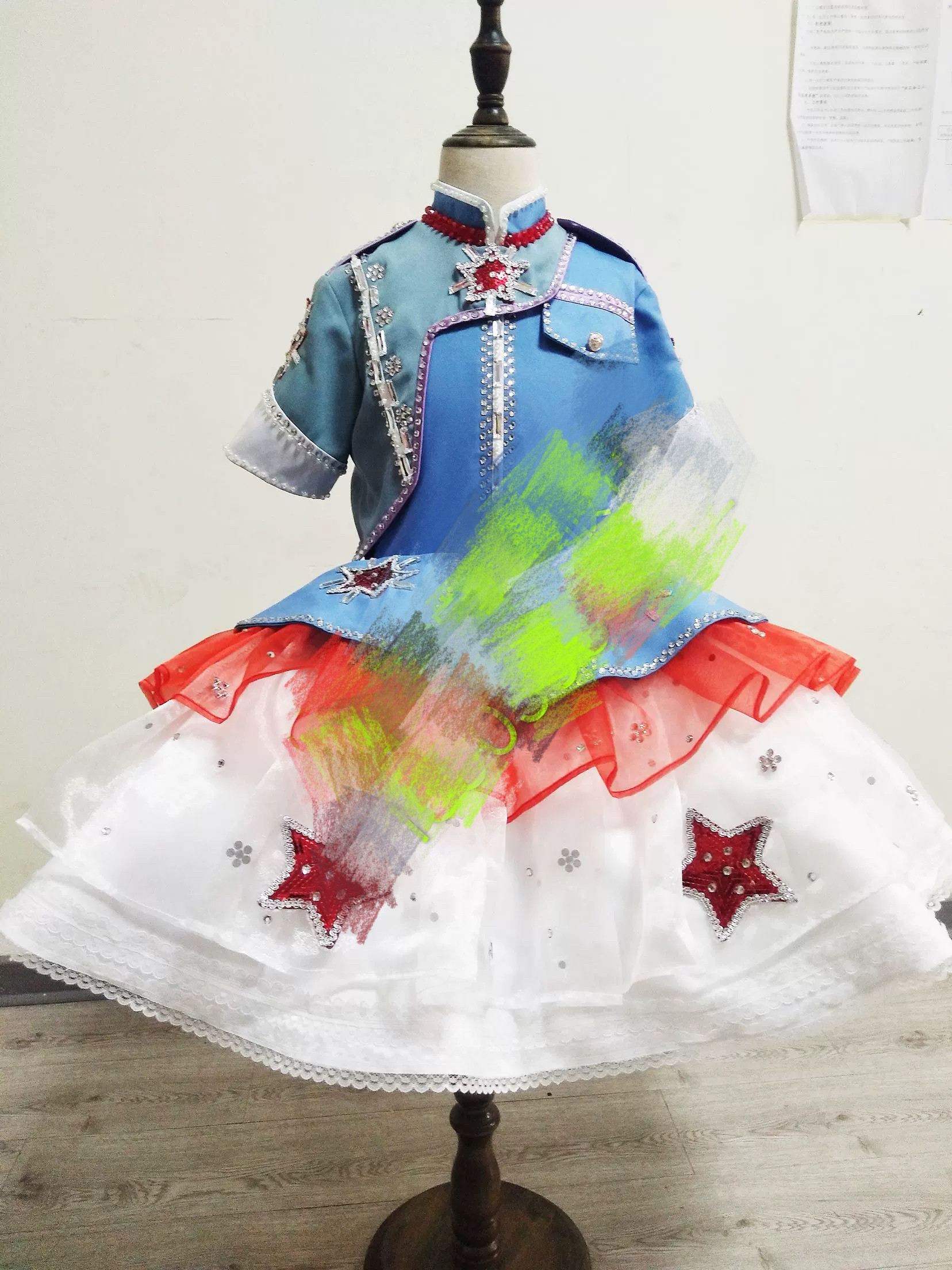 高端定制快乐阳光歌曲烽火小英雄少儿独唱演出服女童新款时尚军装