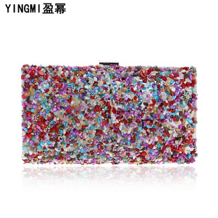 跨境新款盈幂欧美宴会女士晚宴包名媛派对礼服晚装包手拿包小方包