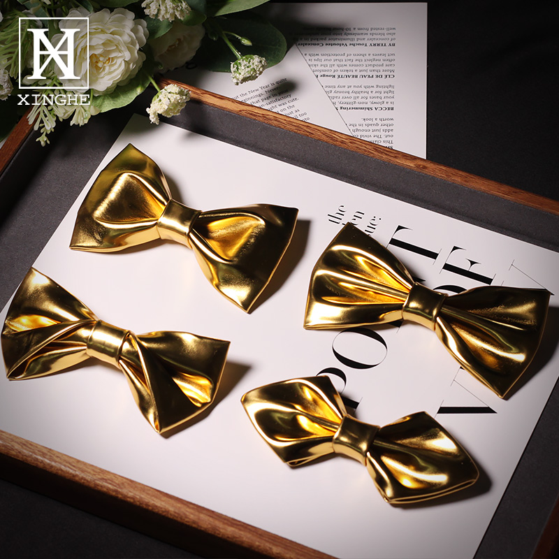 高档演出男士金色领结可定制儿童