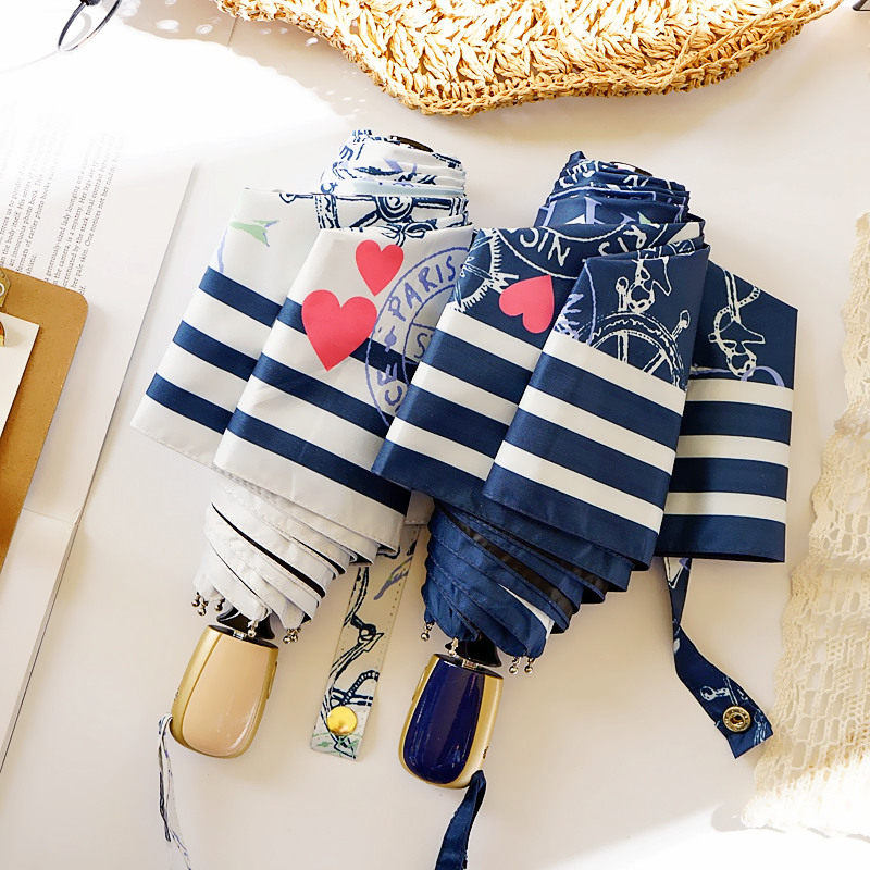 日系复古超轻全自动雨伞女折叠黑胶防晒两用太阳伞防紫外线遮阳伞