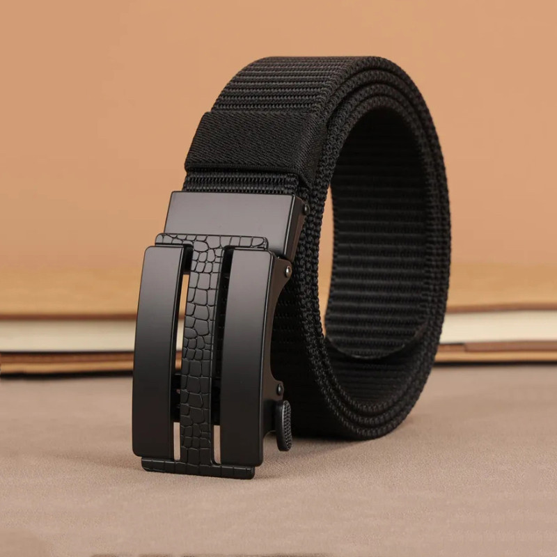 男士自动扣弹力腰带中青年休闲帆布皮带耐用尼龙战术腰带潮户外