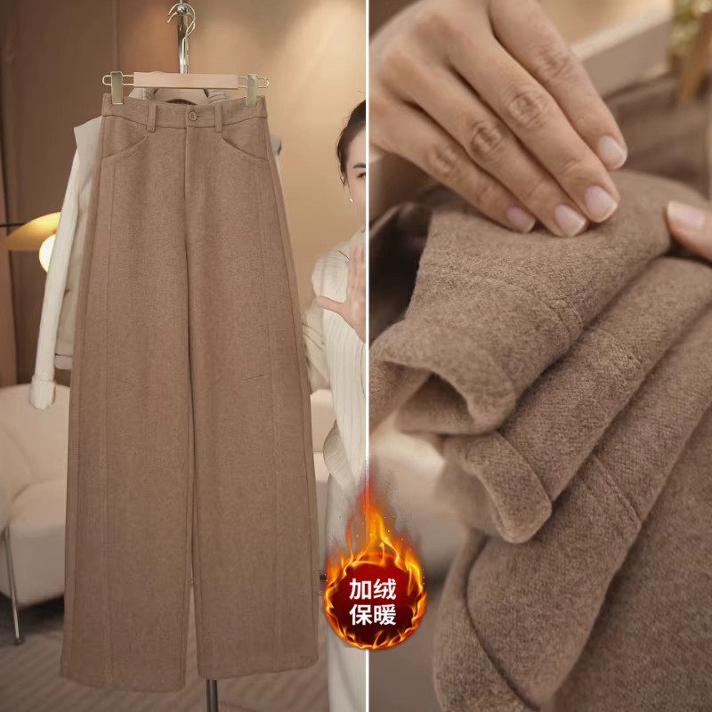 羊毛阔腿裤卡其色女冬季2025新款休闲宽松加绒裤子加厚防风弯刀裤,女装/女士精品,大码裤装,淘宝优惠券,粉丝福利购,淘宝优惠卷