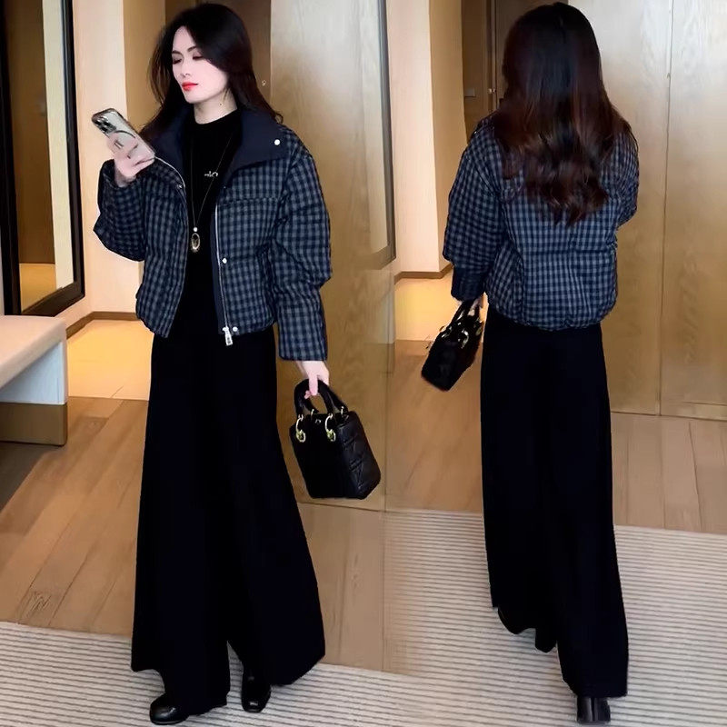 时尚格子立领短款羽绒棉服女冬季新款韩版宽松保暖面包服棉袄外套,女装/女士精品,大码棉服,淘宝优惠券,粉丝福利购,淘宝优惠卷