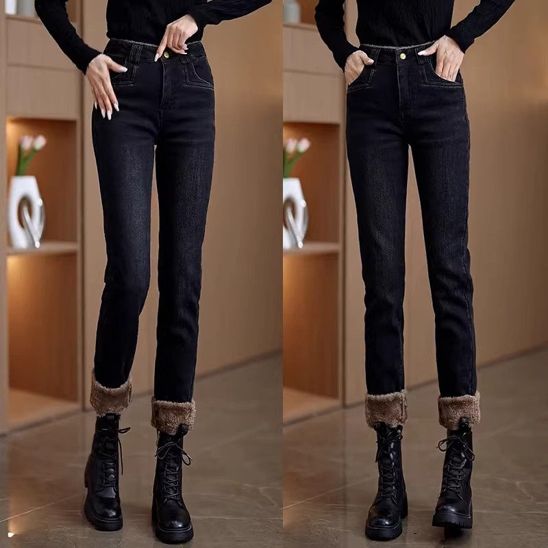 加绒大码牛仔裤女2025新款打底裤