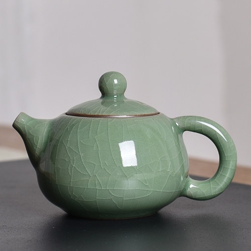 青瓷哥窑功夫茶具陶瓷茶壶开片