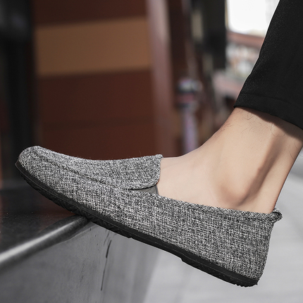 Men's Old Beijing Cloth Shoes, Spring Single Shoes, Soft Sole Slip-on, Lazy Driving Casual Shoes, Breathable Loafers