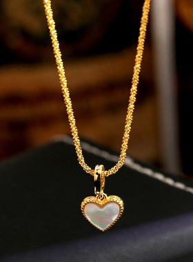 法式双面红色滴油贝母爱心项链女设计高级感精致轻奢气质锁骨链款