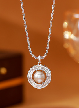 奶油星环珍珠项链女新款轻奢设计高级感小众个性时尚百搭锁骨链