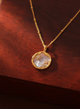 幸运星贝母锁骨链铜镀18K真金