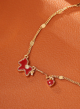 红色翡翠生肖马马上有钱项链