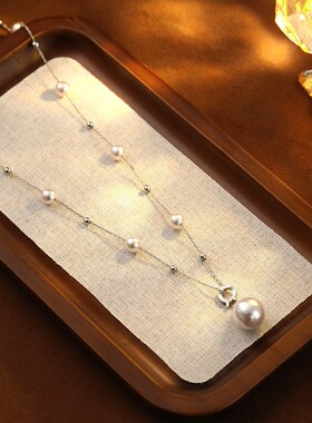 法式轻奢满天星珍珠项链高级感气质百搭锁骨链直播爆款毛衣链配饰