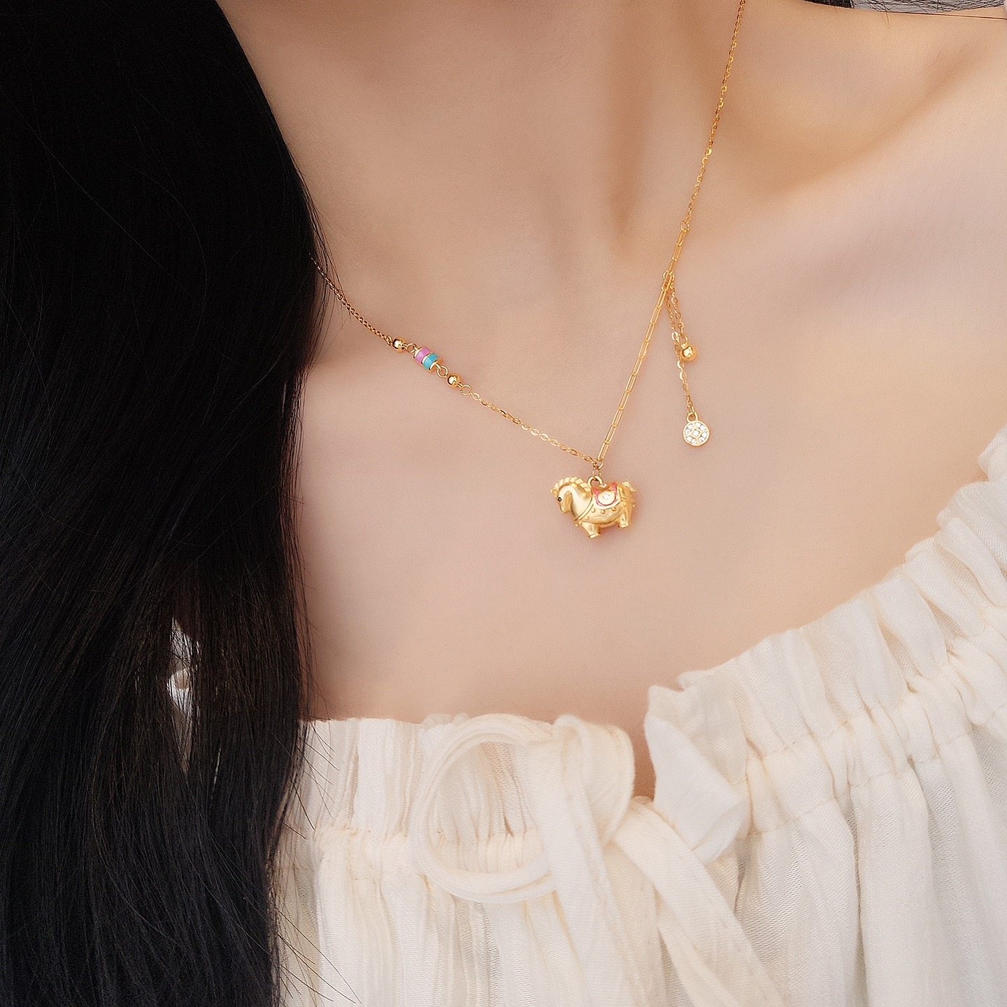 s925纯银唐马珐琅项链女生肖马颈链新中式马上有钱新年生日礼物,饰品/流行首饰/时尚饰品新,银饰项链,淘宝优惠券,粉丝福利购,淘宝优惠卷