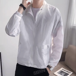 潮牌男士无帽防晒衣帅气大码立领加肥加大胖子防晒服夏天夹克外套