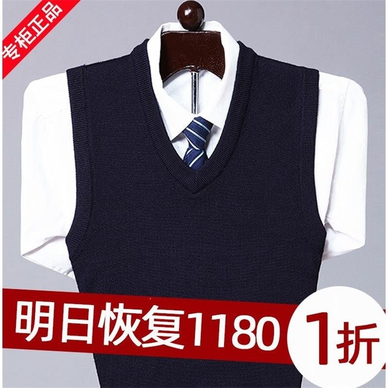 2025春秋男士毛衣背心秋冬季保暖坎肩马甲无袖纯色V领针织羊毛衫