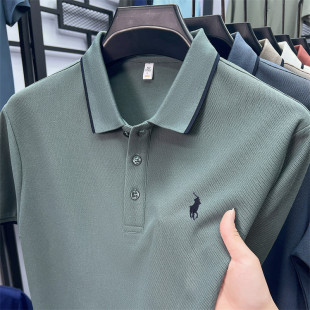 领休闲半袖 保罗polo衫 衬衫 男短袖 纯棉纯色翻领潮牌上衣服 T恤夏季